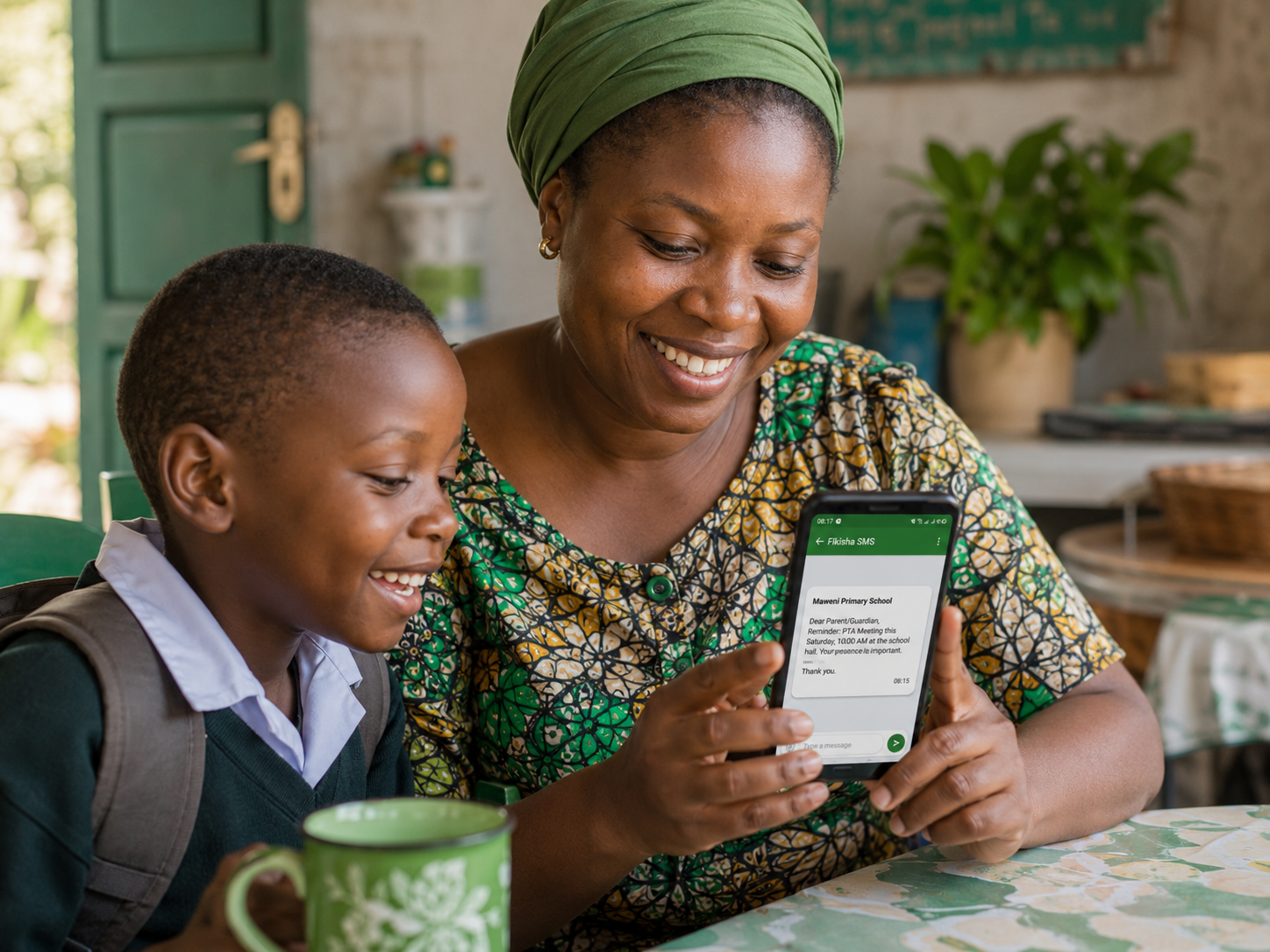 Fikisha SMS App | Bulk SMS App in Tanzania SMS for Schools Tanzania parent receiving school meeting reminder from Fikisha SMS App