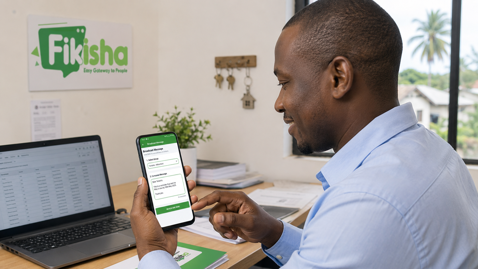 Small business owner using Fikisha SMS App as a cheaper Bulk SMS Services in Tanzania